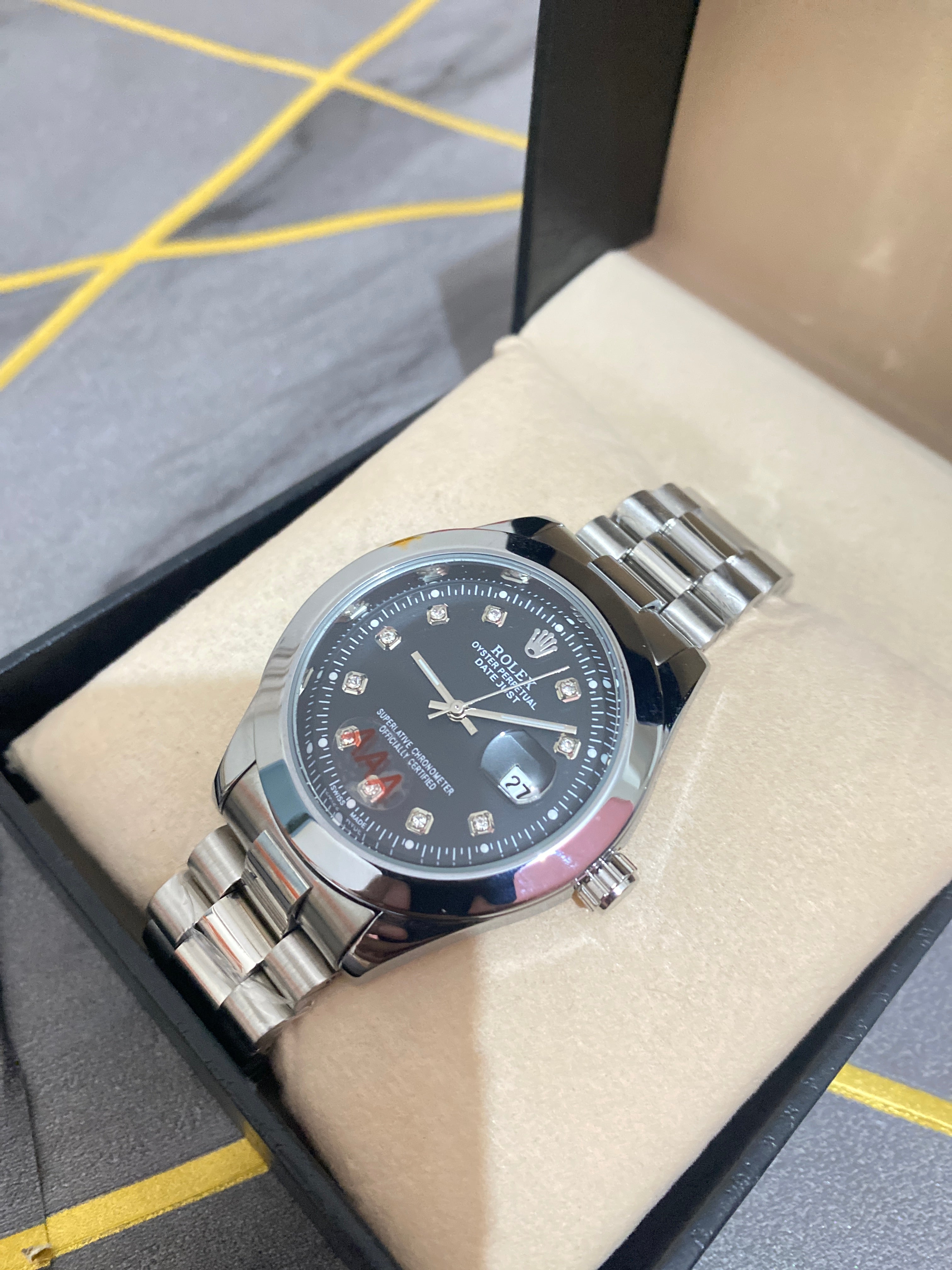 Rolex Style Datejust Watch – Black Dial