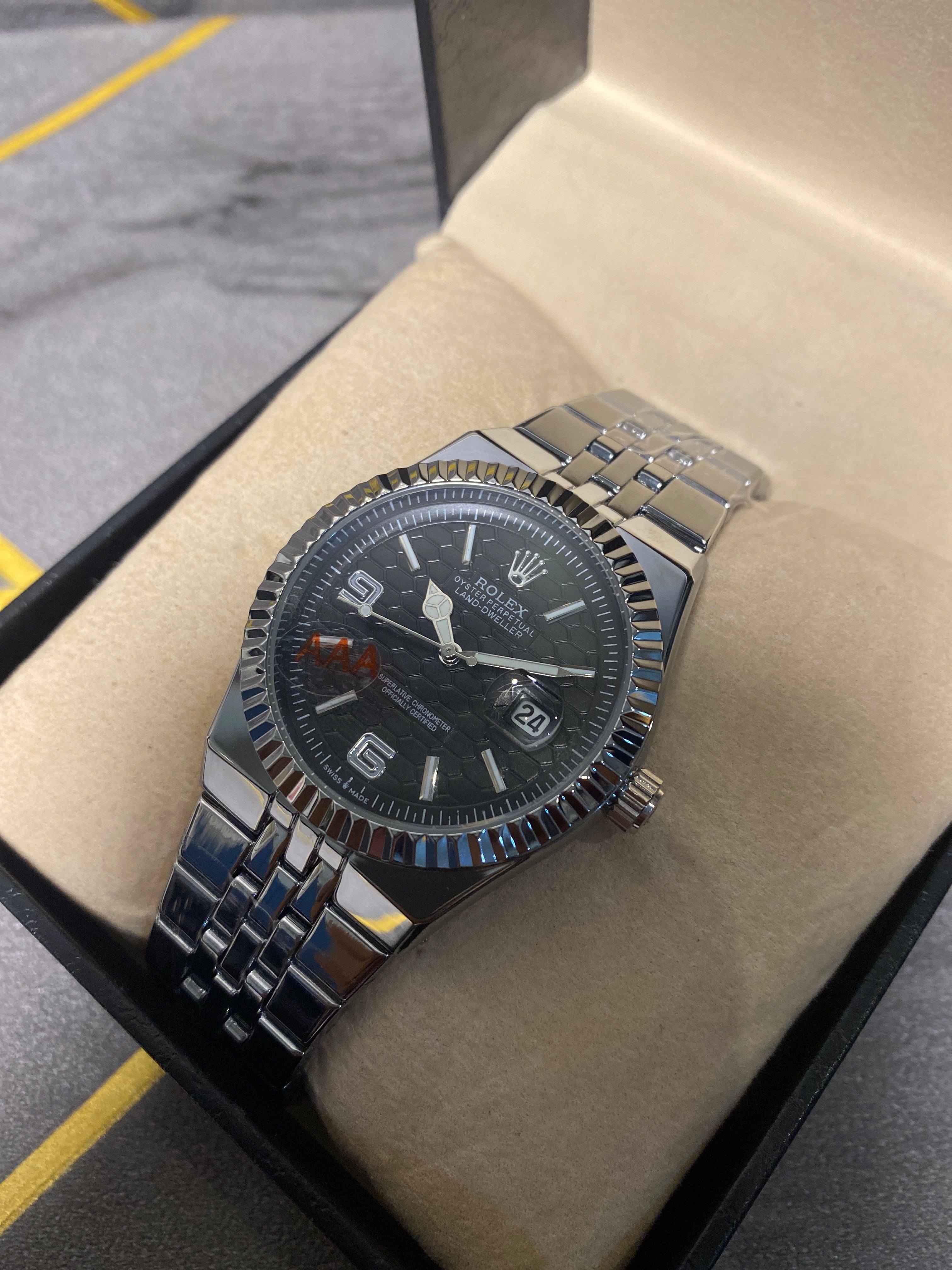 Rolex Watch 2025 Edition - Silver With Black Dial