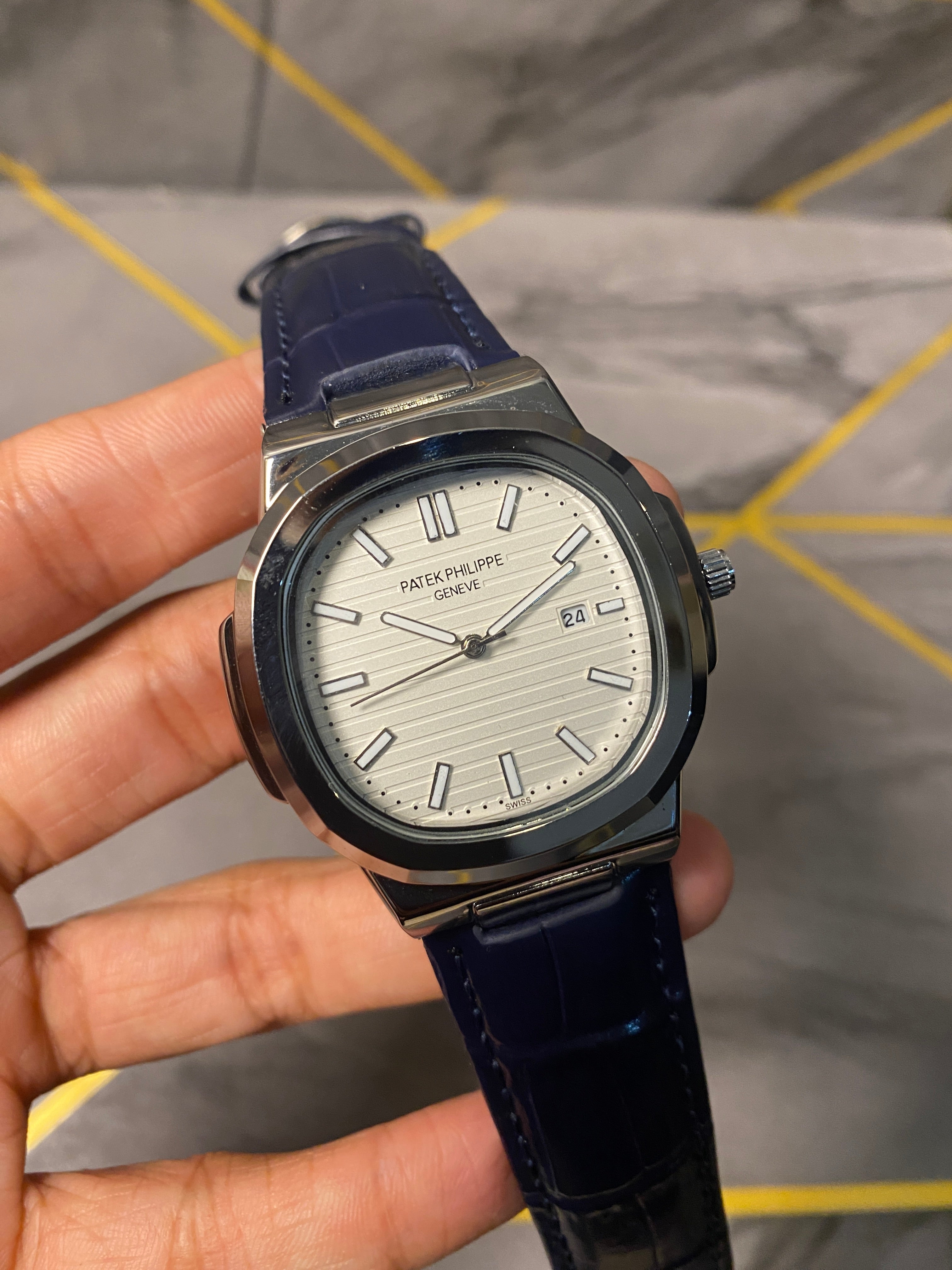 Patek Philippe Strap Watch – Blue with white Dial