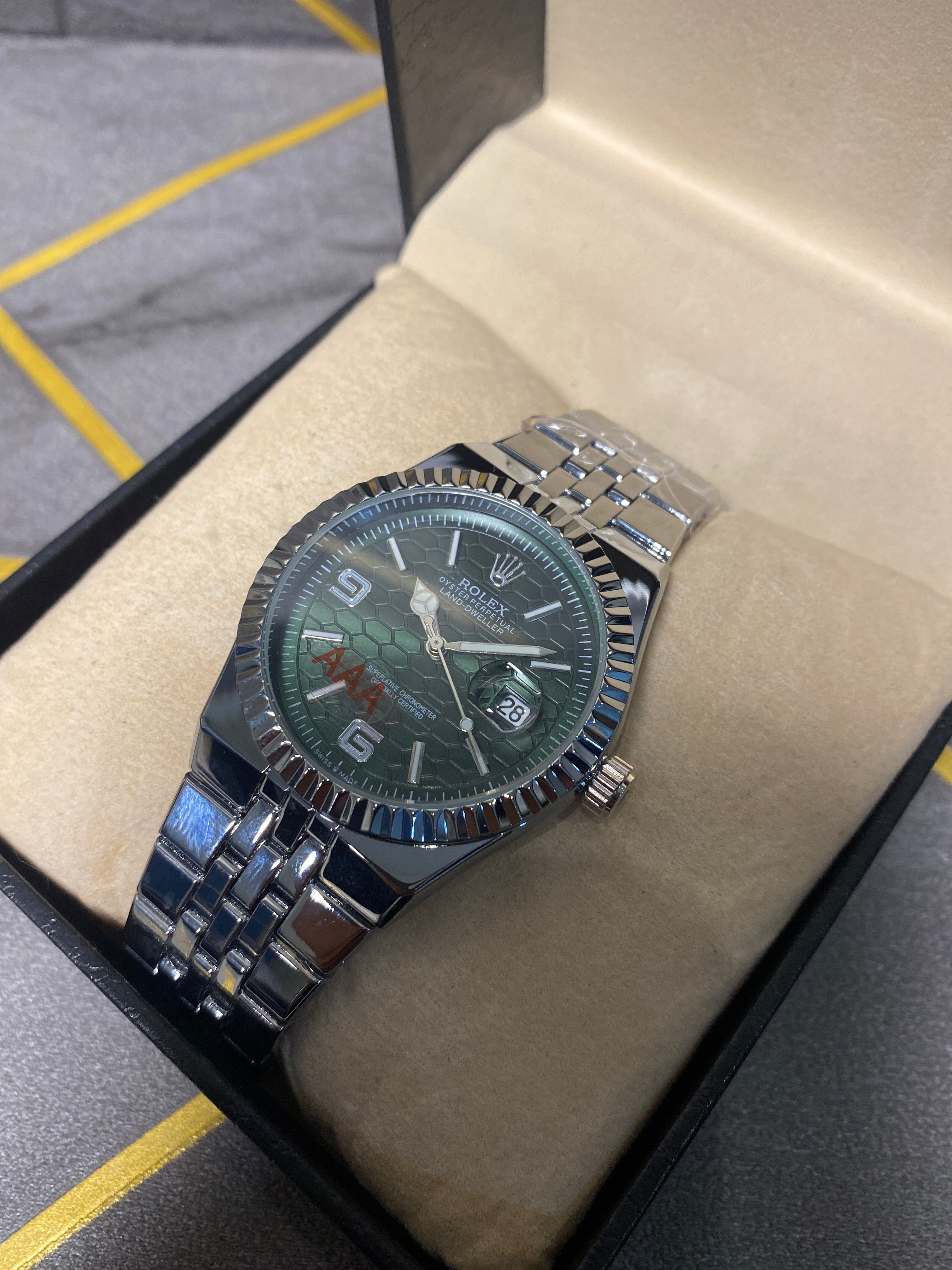 Rolex Watch 2025 Edition - Silver With Green Dial