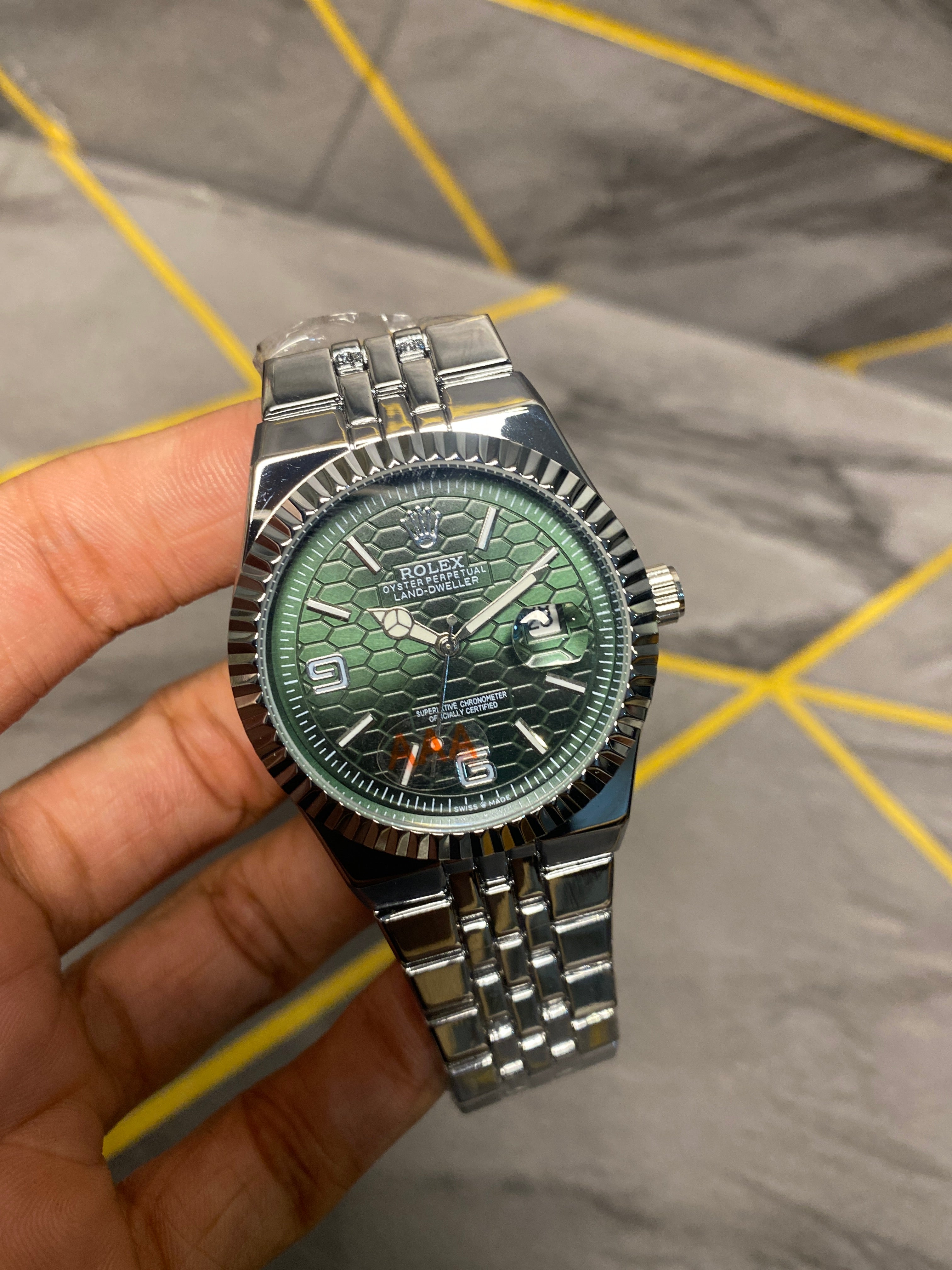 Rolex Watch 2025 Edition - Silver With Green Dial