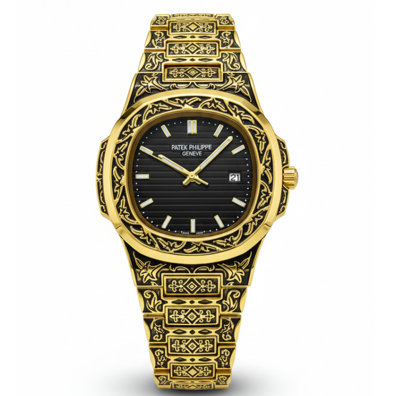 Patek Philippe Texture Watch – Golden With Black Dial