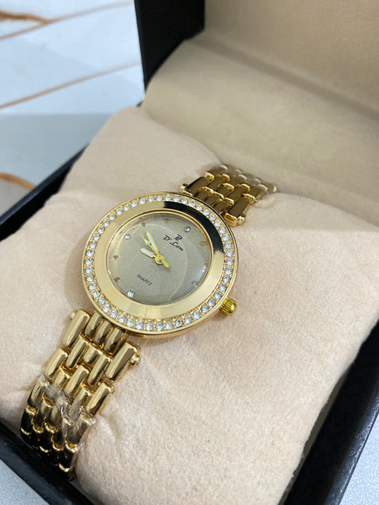 Golden Grace – Crystal Embellished Luxury Watch
