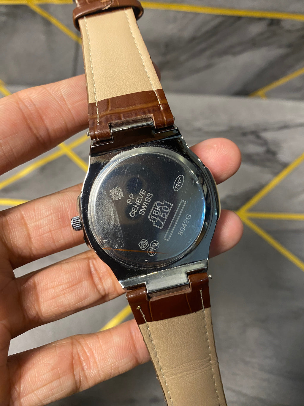 Patek Philippe Strap Watch – Brown with white Dial
