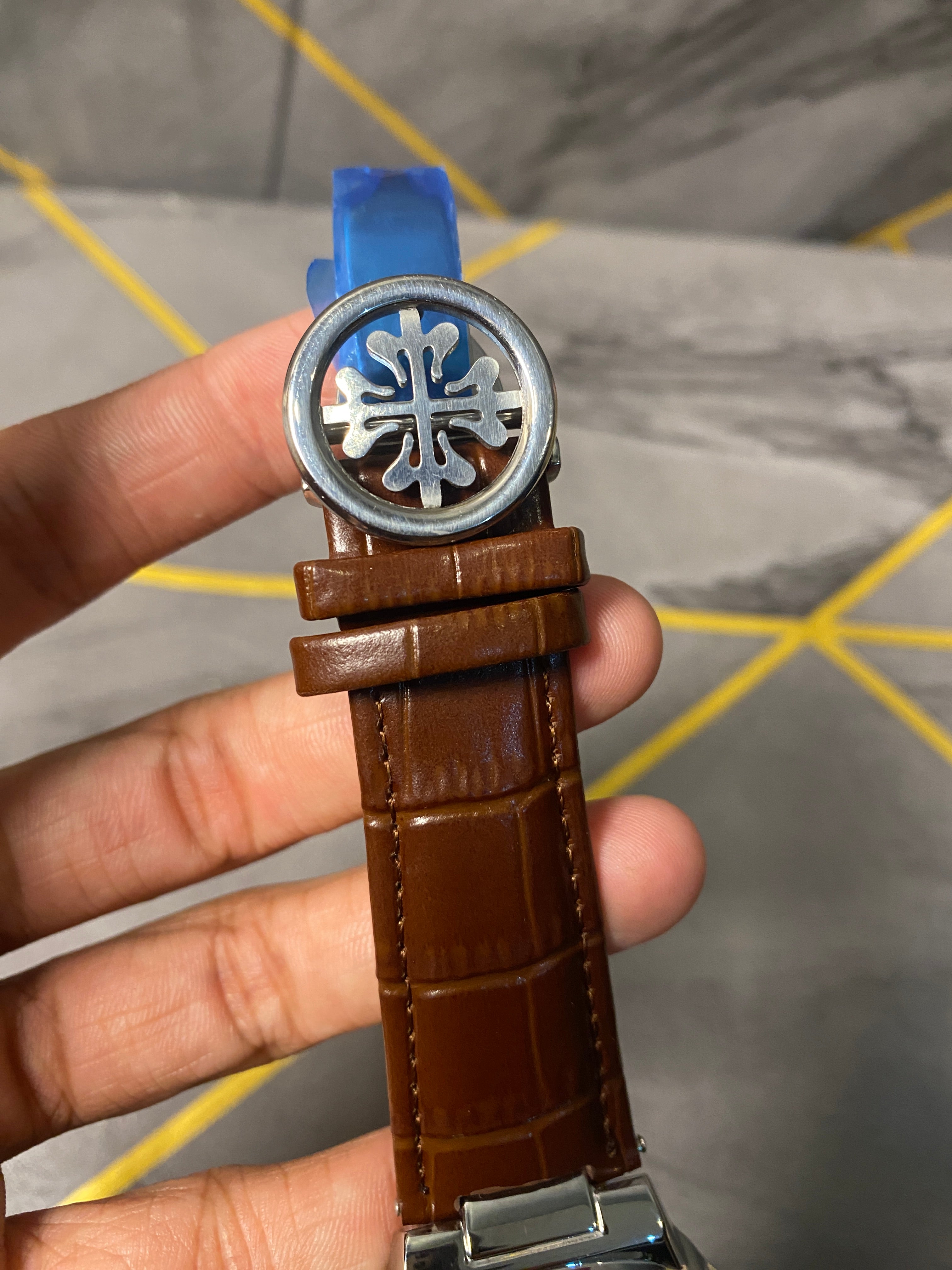 Patek Philippe Strap Watch – Brown with white Dial