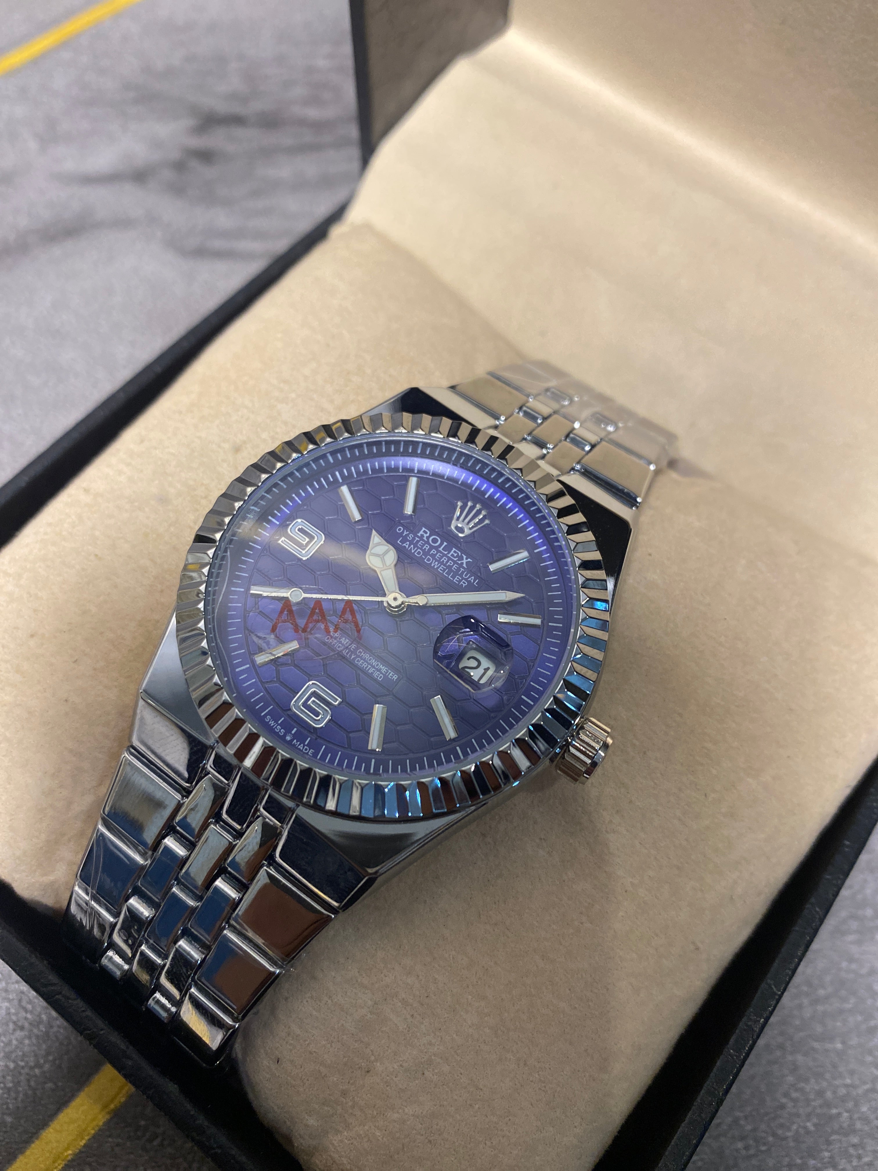 Rolex Watch 2025 Edition - Silver With Blue  Dial