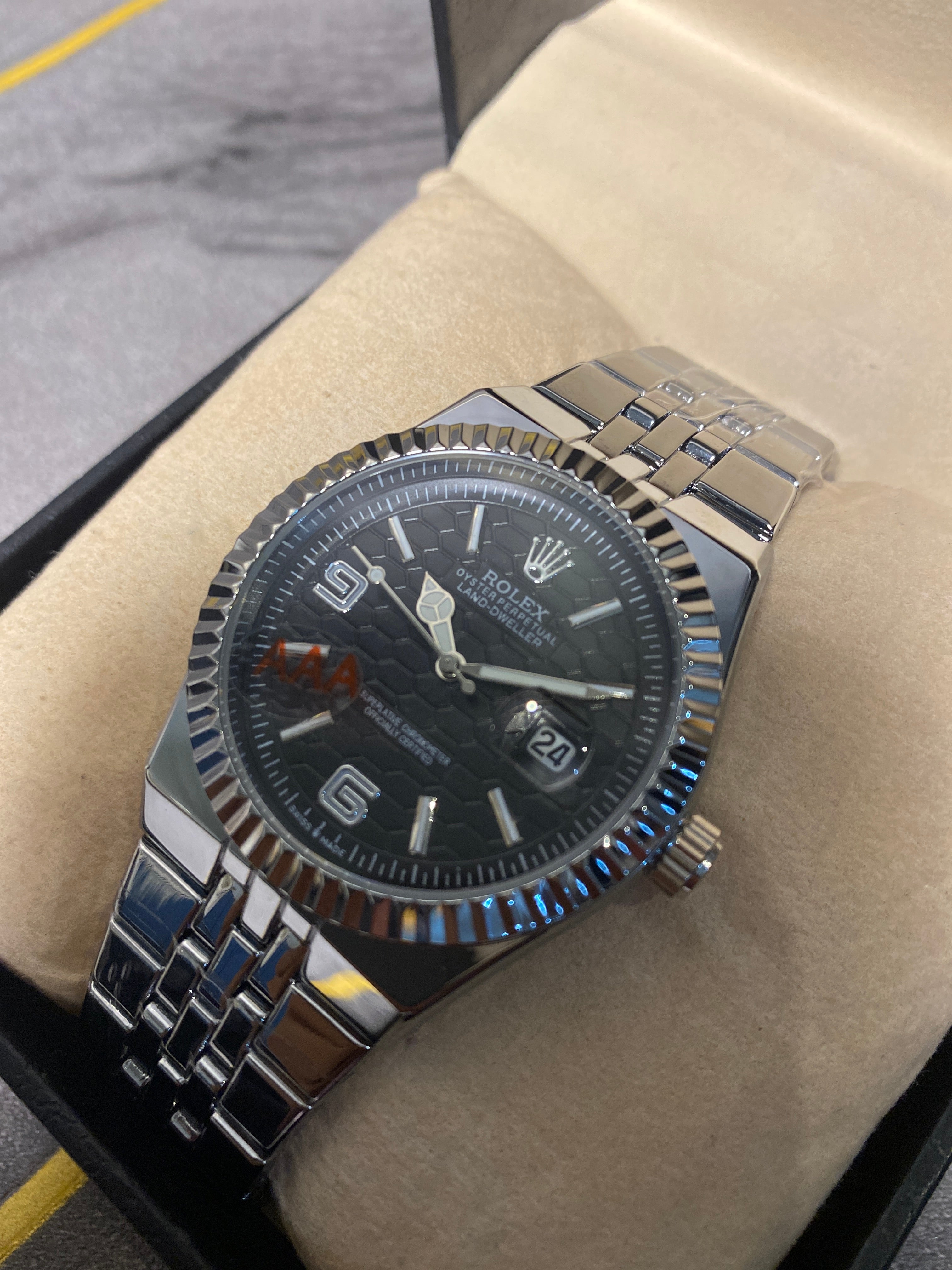 Rolex Watch 2025 Edition - Silver With Black Dial