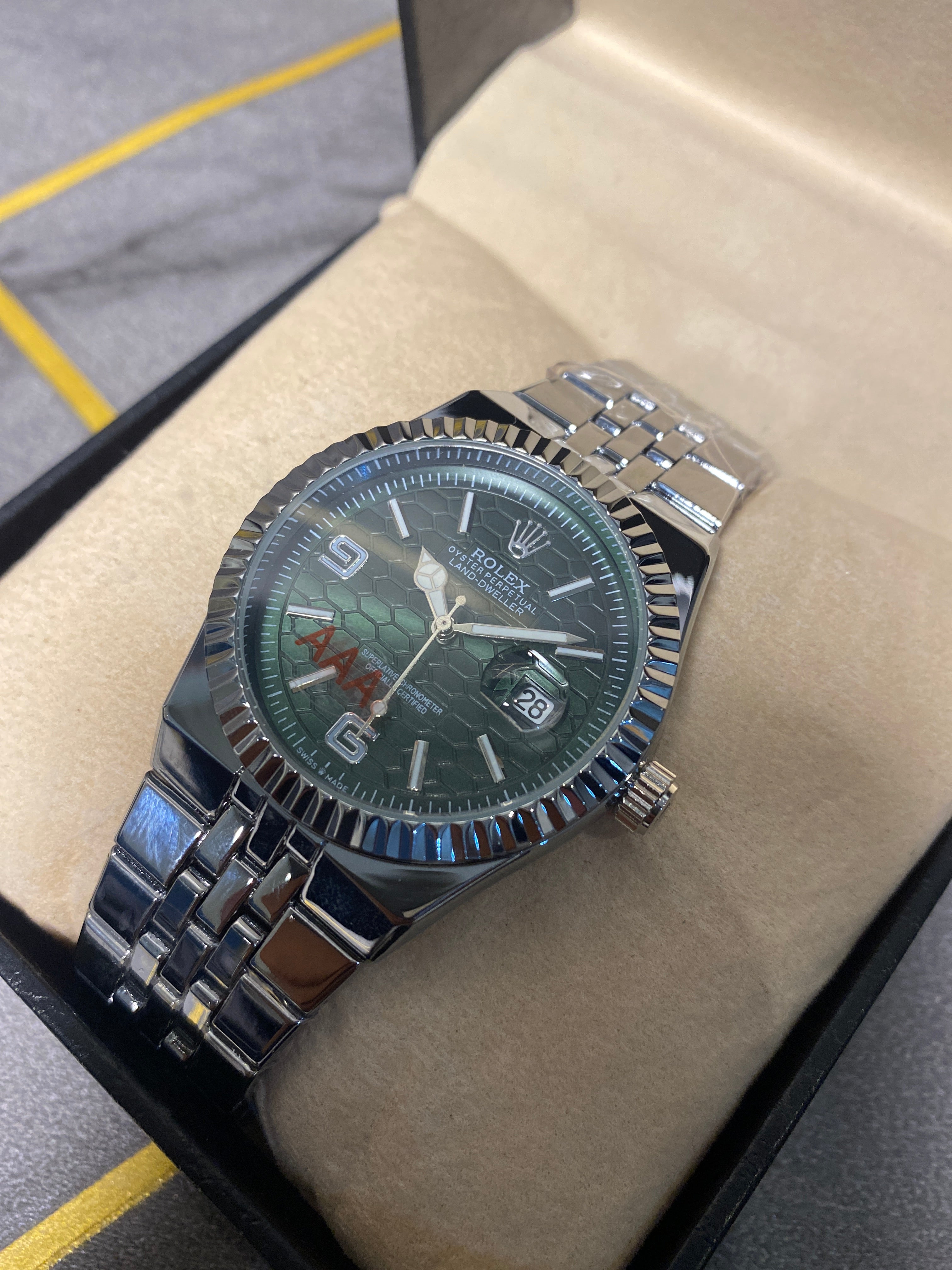 Rolex Watch 2025 Edition - Silver With Green Dial